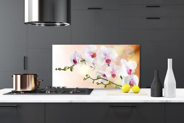 Panou sticla bucatarie Flori Floral Alb Roz