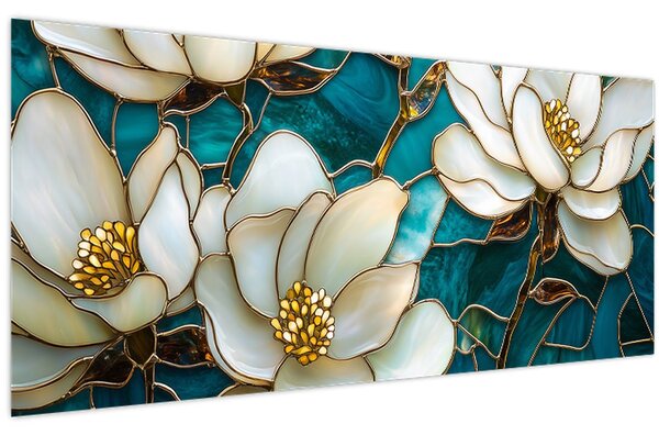 Tablou - Vitraliu cu magnolie (120x50 cm)