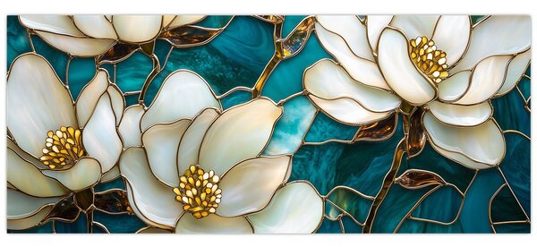Tablou - Vitraliu cu magnolie (120x50 cm)