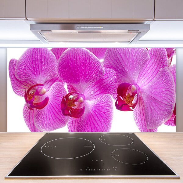 Panou sticla bucatarie Flori roz Floral