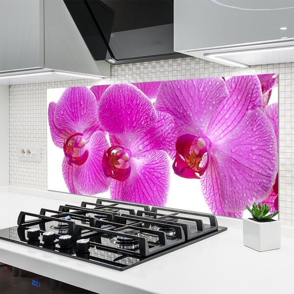 Panou sticla bucatarie Flori roz Floral