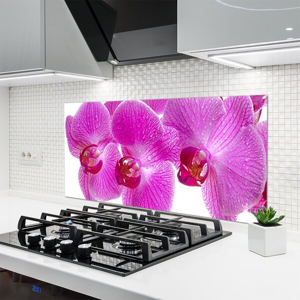 Panou sticla bucatarie Flori roz Floral