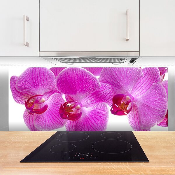 Panou sticla bucatarie Flori roz Floral