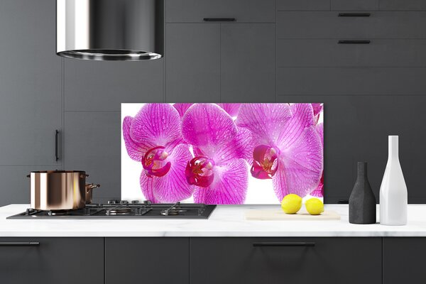 Panou sticla bucatarie Flori roz Floral