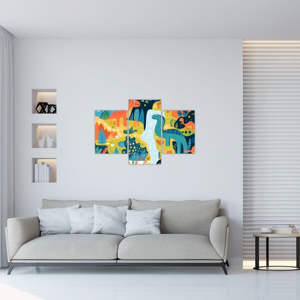 Tablou - Dinozauri veseli (90x60 cm)
