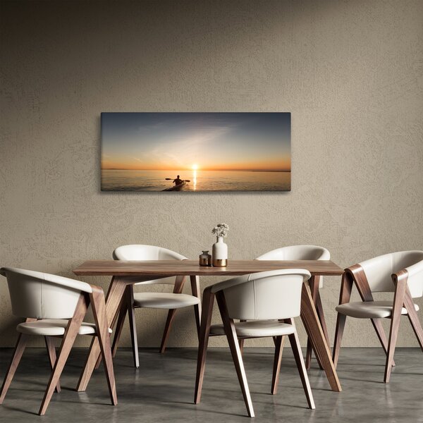 Tablou cu canoiști în apus de soare (120x50 cm)