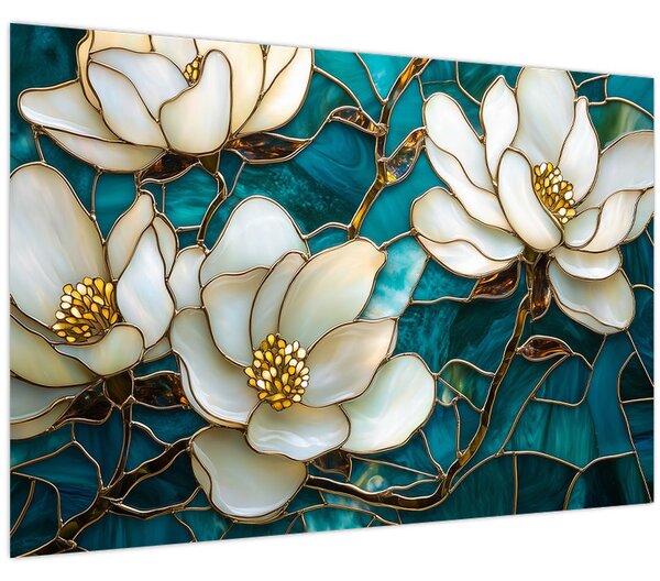 Tablou - Vitraliu cu magnolie (90x60 cm)