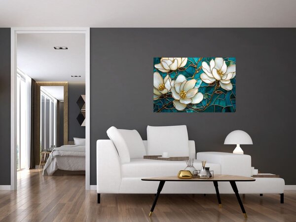 Tablou - Vitraliu cu magnolie (90x60 cm)