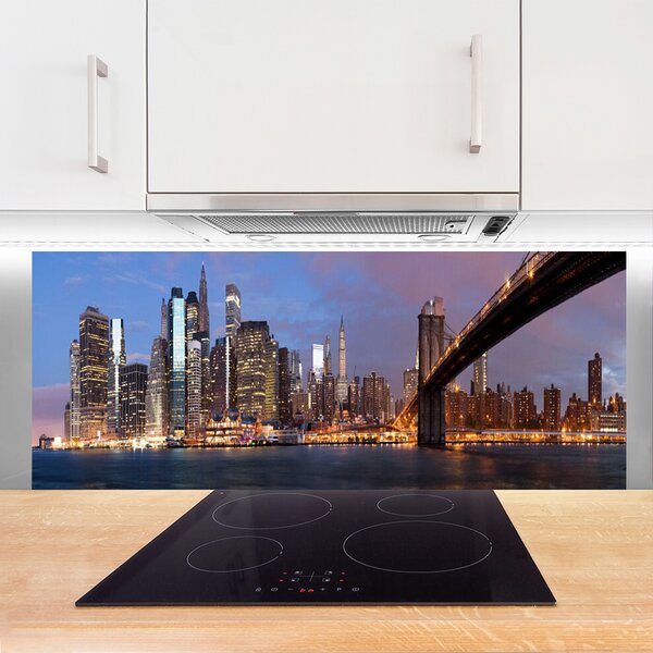Panou sticla bucatarie Bridge City Case Galben Maro Gri Albastru
