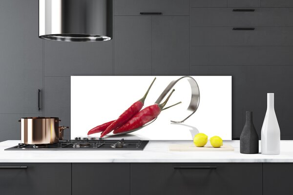 Panou sticla bucatarie Chili lingură Bucătărie Roșu Argint