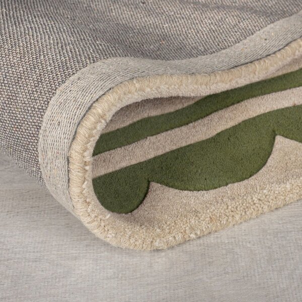 Covor verde/în culoare naturală țesut manual din lână 120x170 cm Lois Scallop – Flair Rugs