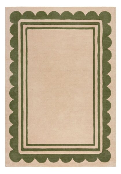 Covor verde/în culoare naturală țesut manual din lână 120x170 cm Lois Scallop – Flair Rugs