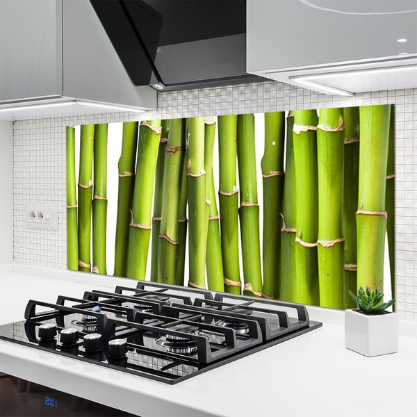 Panou sticla bucatarie Bamboo Canes Floral Verde
