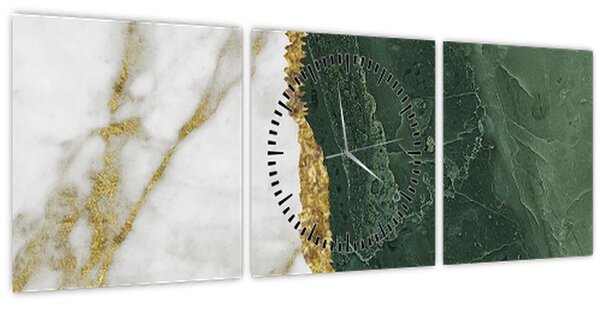 Tablou - Marmură verde N⁰3 (cu ceas) (90x30 cm)