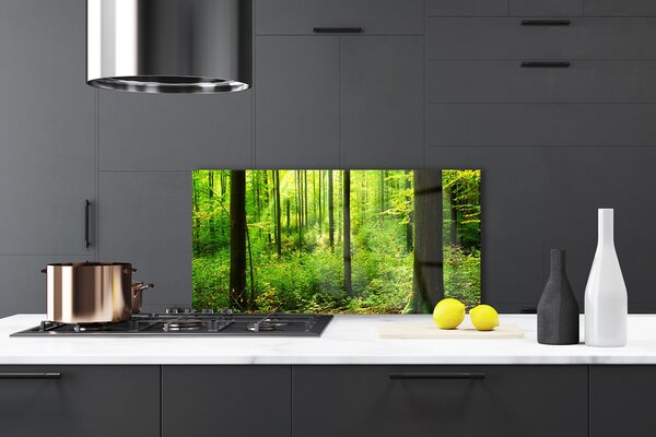 Panou sticla bucatarie Natural Pădurea Verde Maro