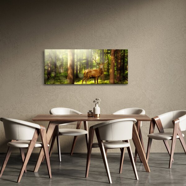 Tablou cu cerbul în pădure (120x50 cm)