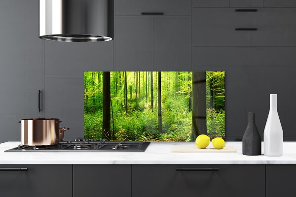 Panou sticla bucatarie Natural Pădurea Verde Maro