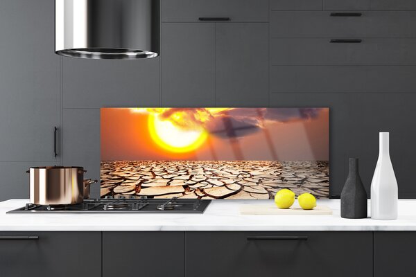 Panou sticla bucatarie Sun Desert Peisaj Galben Maro