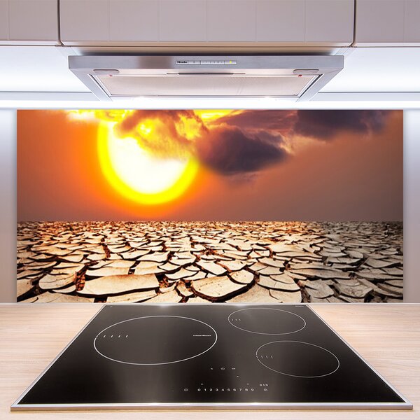 Panou sticla bucatarie Sun Desert Peisaj Galben Maro