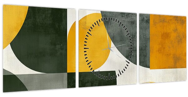 Tablou - Abstracție în culoare de măslin (cu ceas) (90x30 cm)