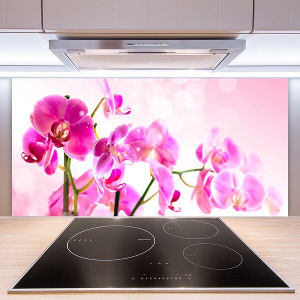 Panou sticla bucatarie Flori roz Floral