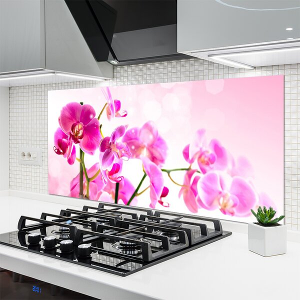 Panou sticla bucatarie Flori roz Floral