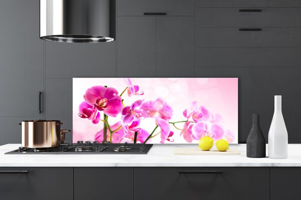 Panou sticla bucatarie Flori roz Floral