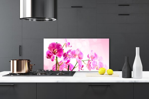 Panou sticla bucatarie Flori roz Floral