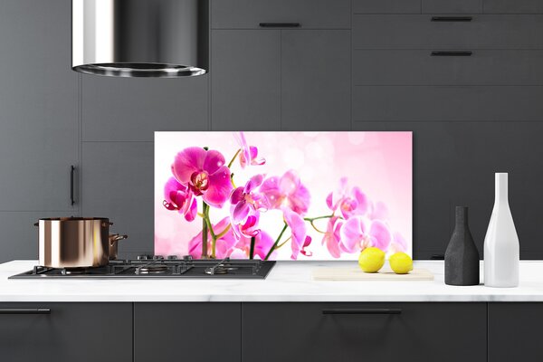 Panou sticla bucatarie Flori roz Floral