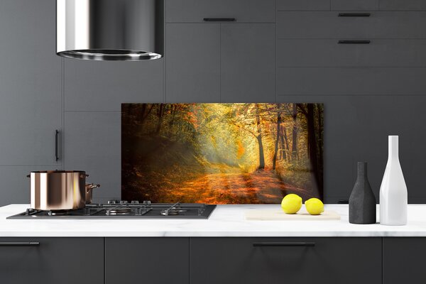 Panou sticla bucatarie Natural Pădurea Verde Galben Maro