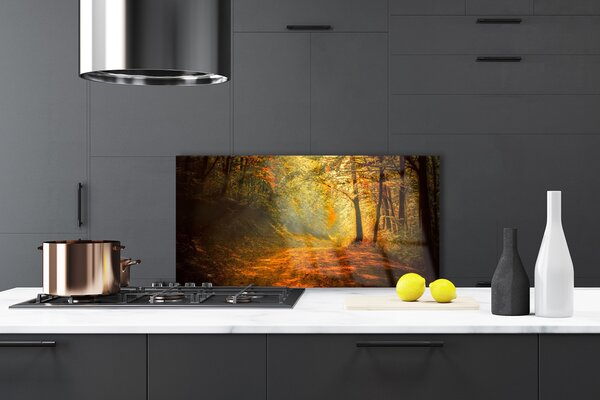 Panou sticla bucatarie Natural Pădurea Verde Galben Maro
