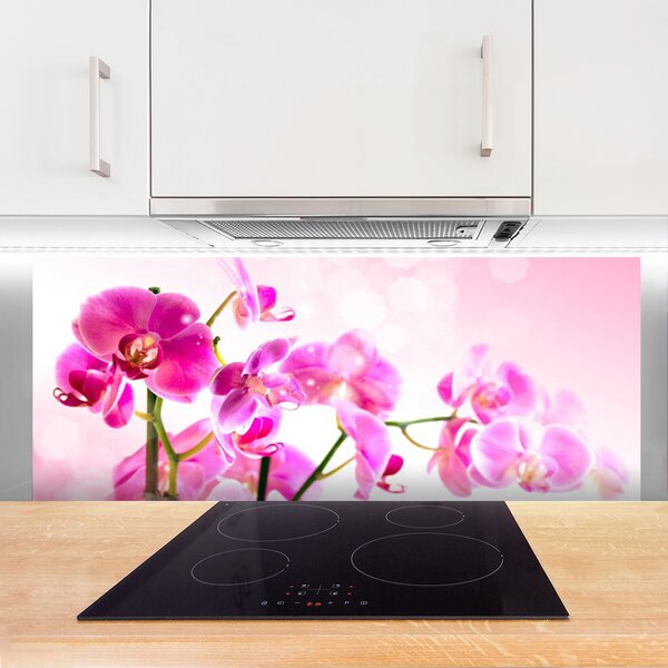 Panou sticla bucatarie Flori roz Floral