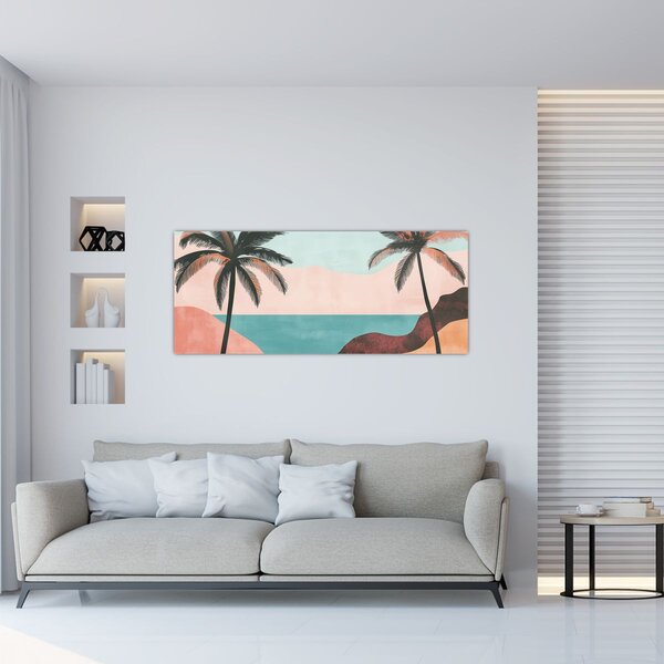 Tablou - Palmieri la mare (120x50 cm)