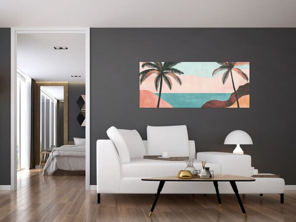 Tablou - Palmieri la mare (120x50 cm)