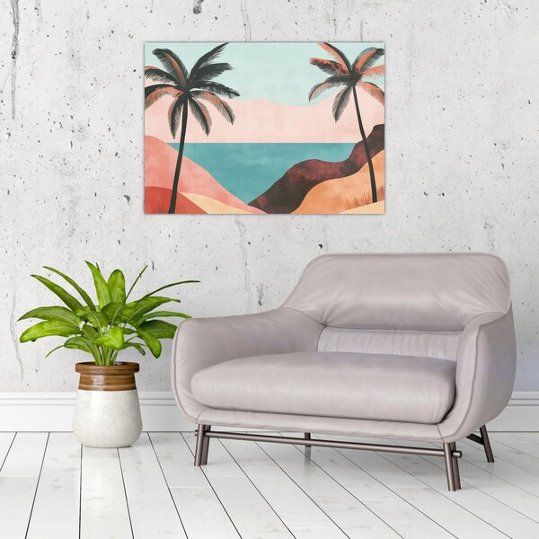 Tablou - Palmieri la mare (70x50 cm)