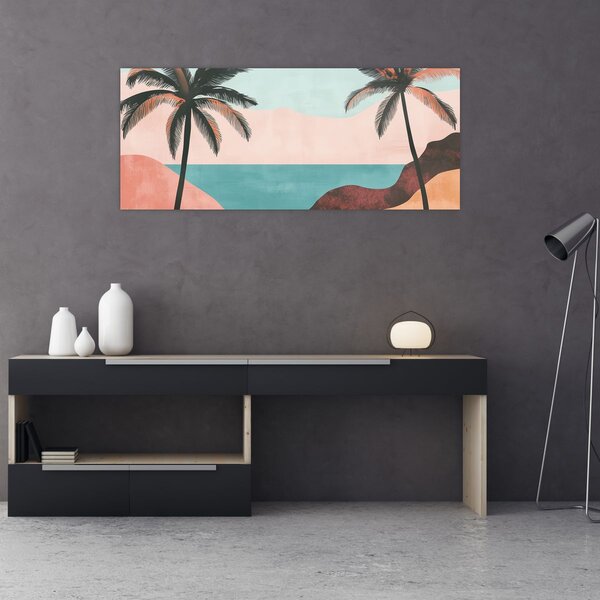 Tablou - Palmieri la mare (120x50 cm)