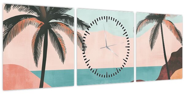 Tablou - Palmieri la mare (cu ceas) (90x30 cm)