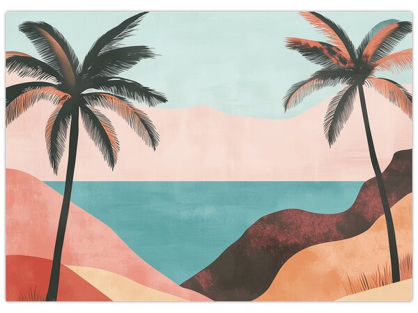 Tablou - Palmieri la mare (70x50 cm)