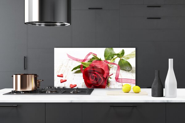 Panou sticla bucatarie Rose Floral Red