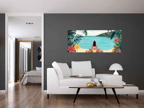 Tablou - Yoghiniță pe plajă (120x50 cm)