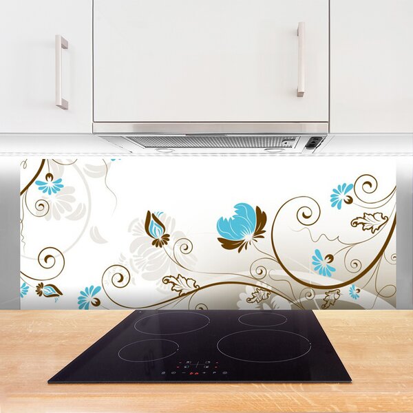 Panou sticla bucatarie Abstract Art Maro Albastru Alb Gri