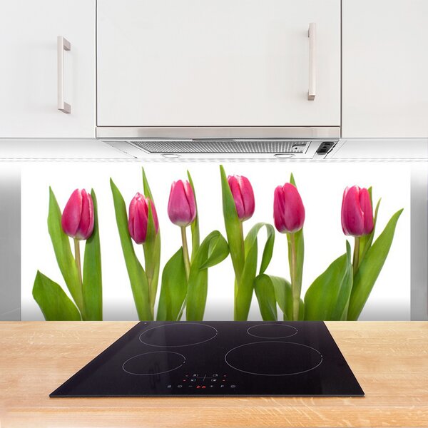 Panou sticla bucatarie Lalele Floral Red