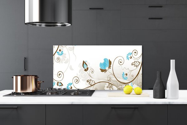 Panou sticla bucatarie Abstract Art Maro Albastru Alb Gri
