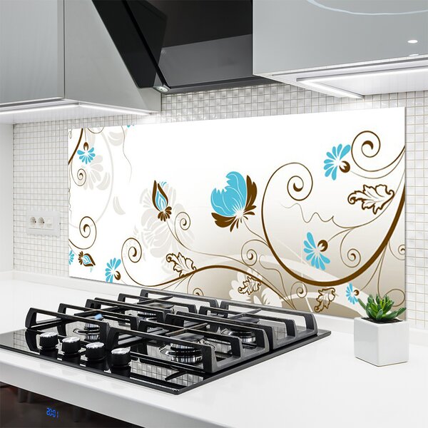Panou sticla bucatarie Abstract Art Maro Albastru Alb Gri