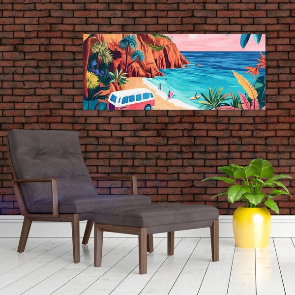 Tablou - Rulotă la ocean (120x50 cm)