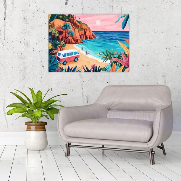 Tablou - Rulotă la ocean (70x50 cm)