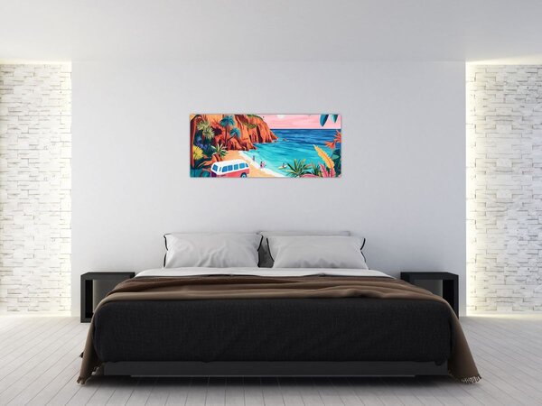 Tablou - Rulotă la ocean (120x50 cm)