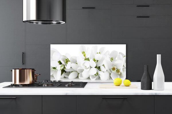Panou sticla bucatarie Flori Floral Alb Verde