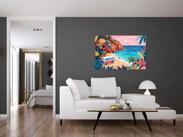 Tablou - Rulotă la ocean (90x60 cm)