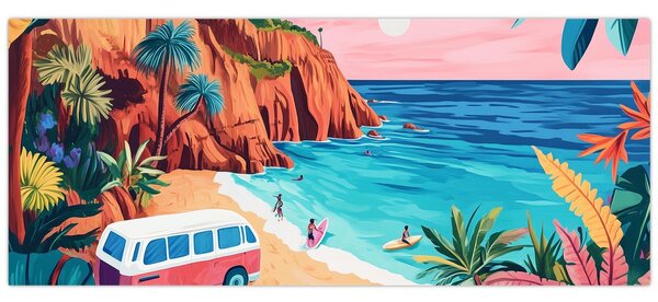 Tablou - Rulotă la ocean (120x50 cm)